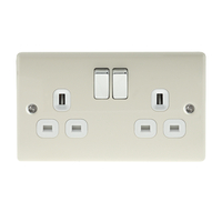 Cream Low Profile 13A 2 Gang Switched Socket