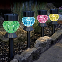 Crystal Outdoor Colour Changing LED Solar Stake/Table Light - Brushed Nickel - Set of 4