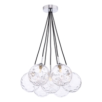 Dar Elpis 7 Light Clear Glass Cluster Pendant - Polished Chrome