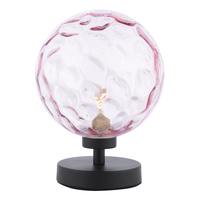 Dar Esben Table Lamp With Pink Dimpled Glass - Matt Black
