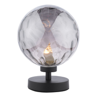 Dar Esben Table Lamp With Smoked Dimpled Glass - Matt Black