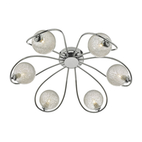 Dar Esma 6 Arm Semi-Flush Ceiling Light - Polished Chrome