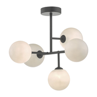 Dar Euan 5 Arm Semi Flush Ceiling Light - Black & White