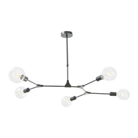 Dar Euphemia 5 Arm Ceiling Pendant Light - Black