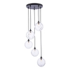 Dar Federico 5 Light Clear Glass Cluster Pendant - Matt Black