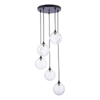 Dar Federico 5 Light Clear Glass Cluster Pendant - Matt Black