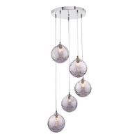 Dar Federico 5 Light Smoked Glass Cluster Pendant - Polished Chrome
