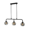 Dar Feya 3 Light Smoked Glass Ceiling Bar Pendant - Matt Black