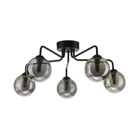 Dar Feya 5 Arm Semi-Flush Ceiling Light - Matt Black