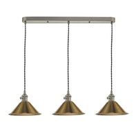 Dar Hadano 3 Light Bar Ceiling Pendant - Aged Brass