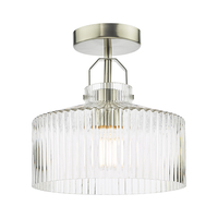 Dar Lenka Semi-Flush Ceiling Light - Satin Nickel