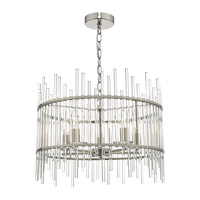 Dar Olyn 5 Light Glass Ceiling Pendant - Polished Nickel