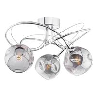 Dar Onawa 3 Light Semi Flush With Smoked Glass - Polished Chrome