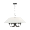 Dar Sivan 6 Arm Ceiling Pendant Light - Matt Black with White Shade