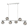 Dar Spiral 6 Light Bar Smoked Glass Pendant - Polished Chrome