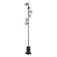 Dar Spiral 6 Light Floor Lamp With Smoked Glass - Matt Black