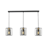 Dar Tatum 3 Light Bar Ceiling Pendant Light - Matt Black