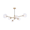 Dar Vignette 6 Arm Ceiling Pendant Light - Aged Brass with Clear Glass