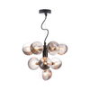 Dar Vine 10 Arm Ceiling Pendant Light - Matt Black with Smoked Ribbed Glass