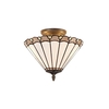 Dresden 2 Light Semi Flush With 30cm Tiffany Shade - Grey