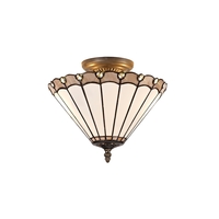 Dresden 2 Light Semi Flush With 30cm Tiffany Shade - Grey