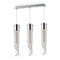 Droplet Crystal 3 Light Bar Ceiling Pendant - Polished Chrome
