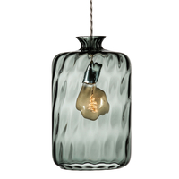 Ebb & Flow Pillar Glass Ceiling Pendant Light - Smokey Grey