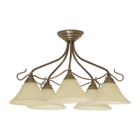 Edit Elizabeth 5 Arm Semi-Flush Ceiling Light - Gold