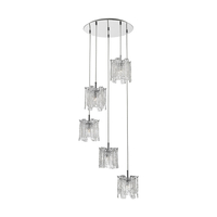 Edit Frosty Glass 5 Light Cluster Ceiling Pendant Light - Chrome