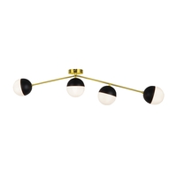 Edit Orbit 4 Light Flush Ceiling Light - Black & Gold