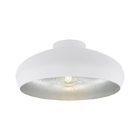 Eglo Mogano Flush Ceiling Light - White and Silver