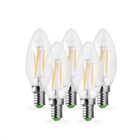 Envirolight 4W Warm White Dimmable LED Decorative Filament Candle Bulb - Small Screw Cap - Pack of 5