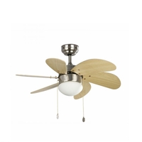 Faro Barcelona Palao Ceiling Fan with Light - Matt Nickel & Maple