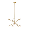 Feiss Jax 10 Arm Ceiling Pendant Light - Burnished Brass