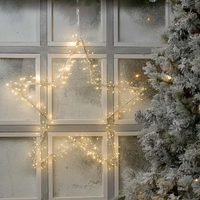Festive Twinkling 60 Starburst Warm White LED Hanging Star Decoration