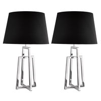 Geo Table Lamps – Chrome – Set of 2