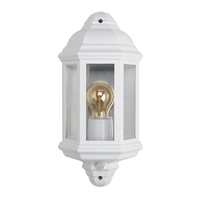 Half Lantern Outdoor Wall Light with PIR Sensor - White