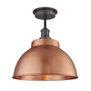Industville Brooklyn 13 Inch Dome Semi-Flush Ceiling Light - Copper & Pewter