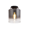 Jene Single Light Round Ceiling Fitting In a Black/Chrome Finish With Ombre Smoke Glass Shade