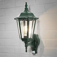 Konstsmide Firenze Outdoor Lantern Wall Light with PIR Sensor - Green