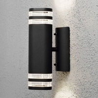 Konstsmide Large Modena Glass Outdoor Up & Down Wall Light - Black
