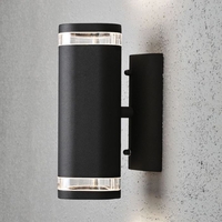 Konstsmide Modena Glass Outdoor Up & Down Wall Light - Black