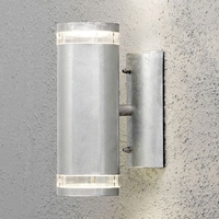 Konstsmide Modena Glass Outdoor Up & Down Wall Light - Galvanised Steel