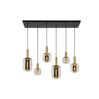 Lucide Joanet 6 Light Glass Bar Ceiling Pendant - Smoke Grey