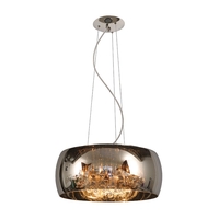 Lucide Pearl 6 Light Glass Ceiling Pendant Light - Chrome