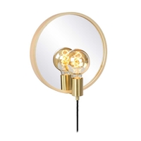 Lucide Reflex Mirror Wall Light with Plug - Light Wood