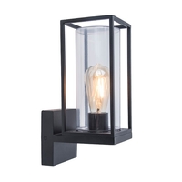 Lutec Flair Outdoor Lantern Wall Light - Matt Black