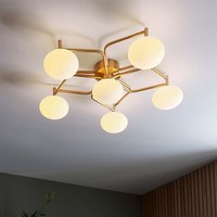 Luxia Lotus 6 Light Semi-Flush Ceiling Light - Satin Brass
