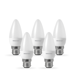 Megaman 5.5W Warm White LED Candle Bulb - Bayonet Cap - Pack of 5