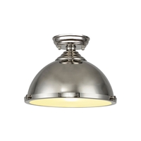 Missouri 1 Light Flush Ceiling Light With Round 31cm Metal Shade Polished Nickel